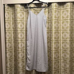 A new day slip dress, cream and gray stripe, size medium, NWT